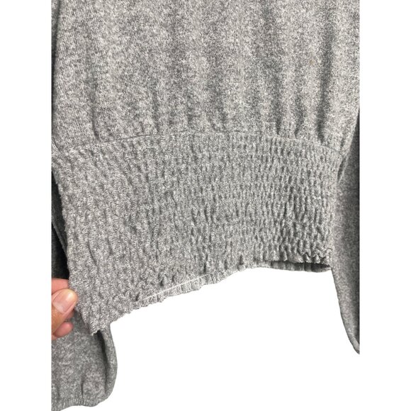 Zara Women's Medium M Med Gray Knit Sweater Long Sleeve Cropped Elastic Waist - Picture 15 of 15